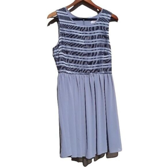 Pixley Bowen Textured Top Sleeveless Sheer Flowy Mini Dress Gunmetal Gray Sz M - Picture 1 of 8